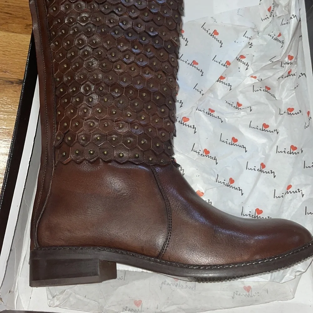 NEW Luichiny Tough Stuff Boot Studded Hardware Boots Brown sz 11